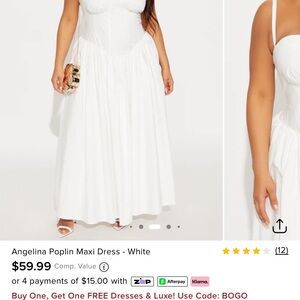 Angelina White Poplin Maxi Gown with Sweetheart Bodice